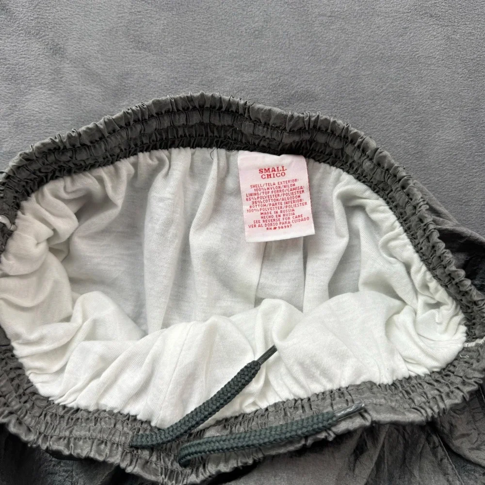 Vintage Grey Crinkle Nylon Track Pants Ankle Zip Joggers Small RN 94997